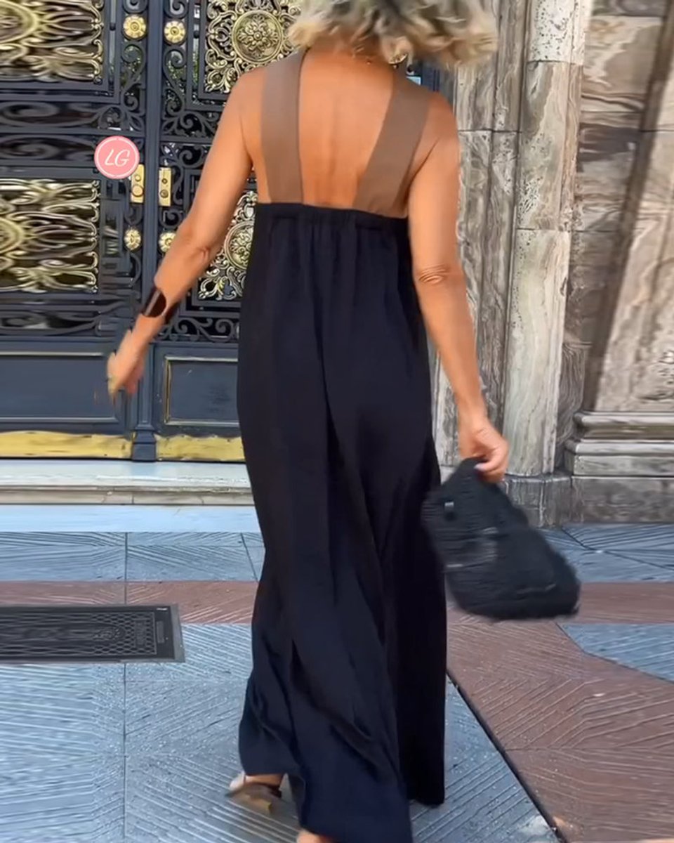 Women's Cross Halter Neck Open Back Maxi Formal Dress