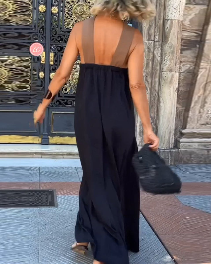 Women's Cross Halter Neck Open Back Maxi Formal Dress