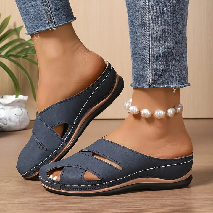 Women's Cushioned Open-Toe Slip-On Comfort Sandals