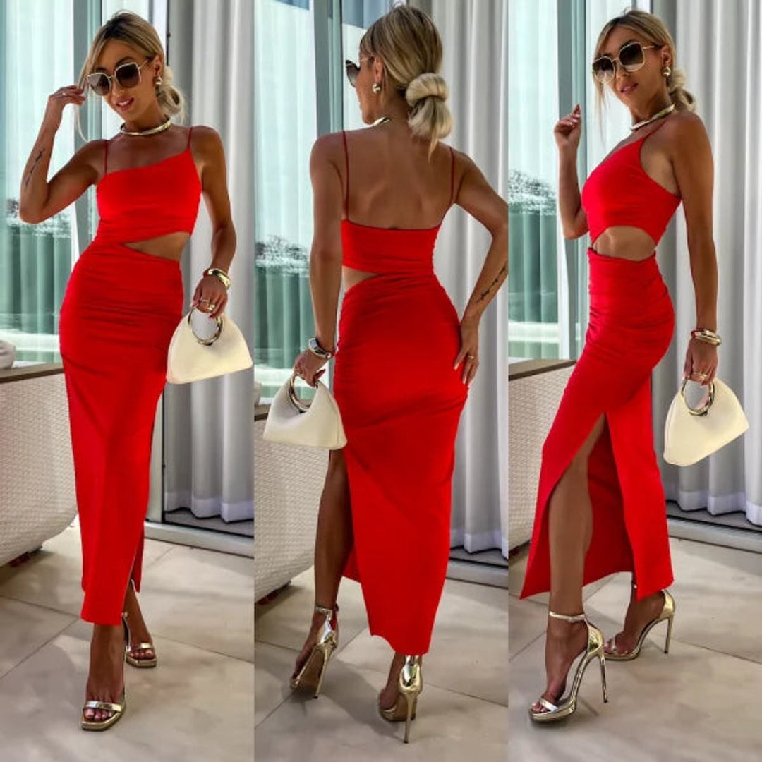 Women's Cutout Backless Midi Formal Dress High Slit