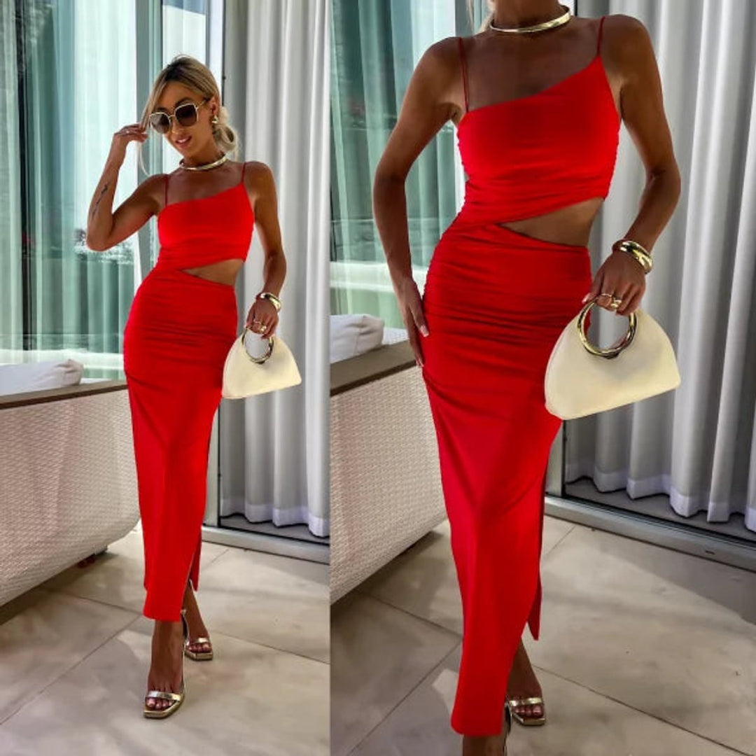 Women's Cutout Backless Midi Formal Dress High Slit