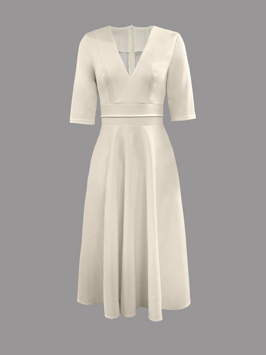 Women's Deep V-Neck Flowy Fall Midi Dress