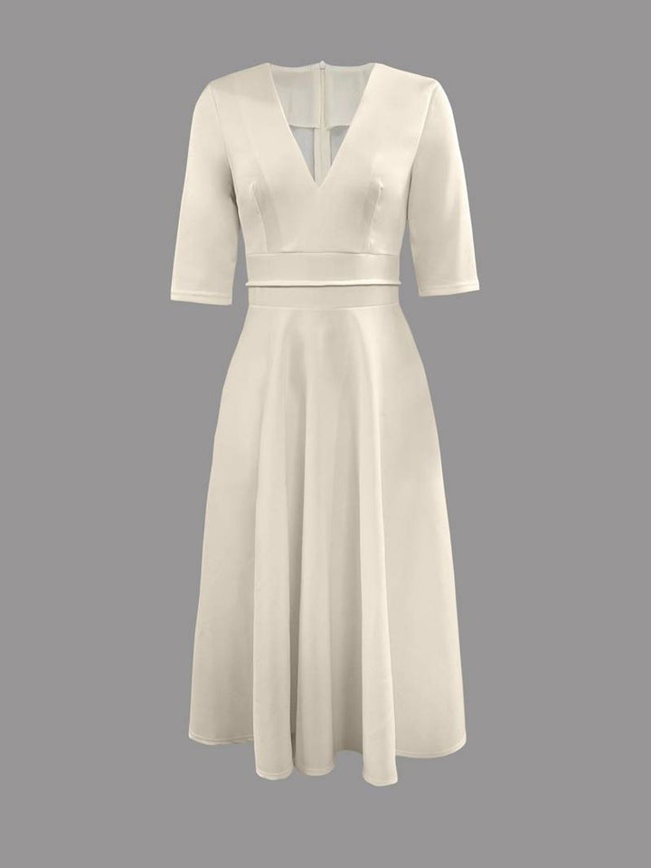 Women's Deep V-Neck Flowy Fall Midi Dress
