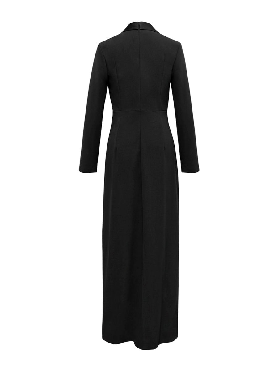 Women's Deep V-Neck Twist-Front Long Sleeve Fall Wedding Guest Dress