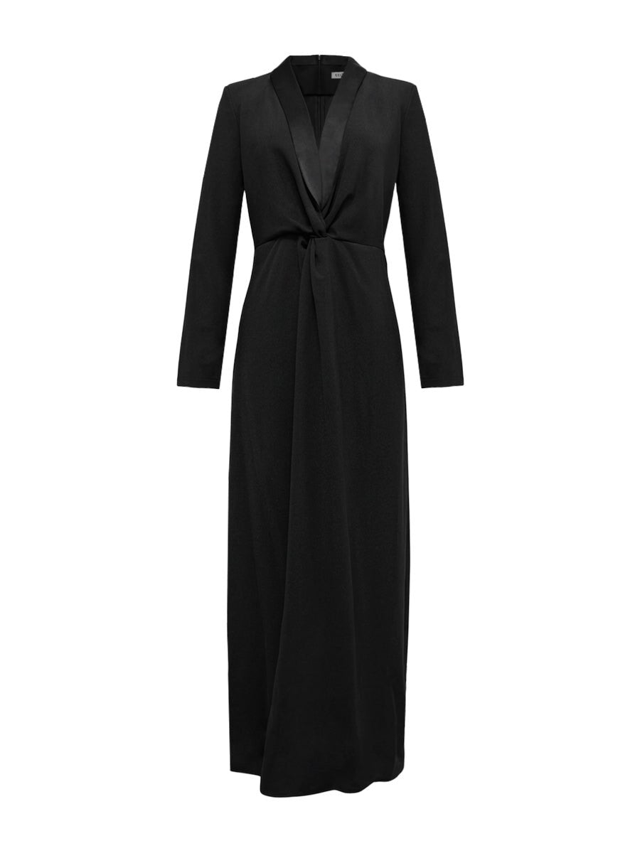 Women's Deep V-Neck Twist-Front Long Sleeve Fall Wedding Guest Dress