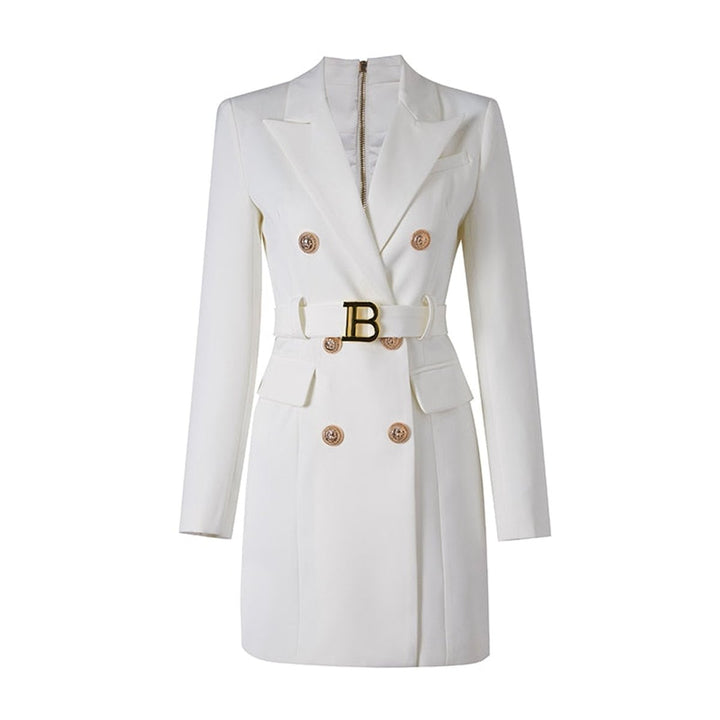 Women's Double-Breasted Belted Blazer Mini Dress