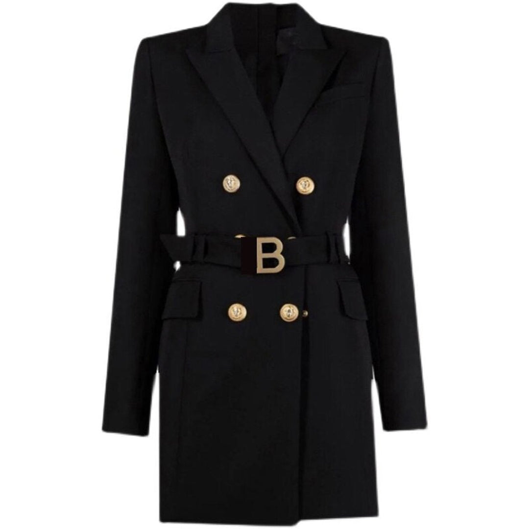 Women's Double-Breasted Belted Blazer Mini Dress