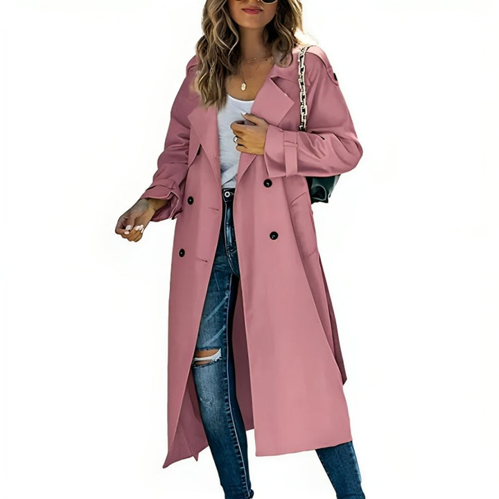 Women's Double-Breasted Belted Long Trench Coat