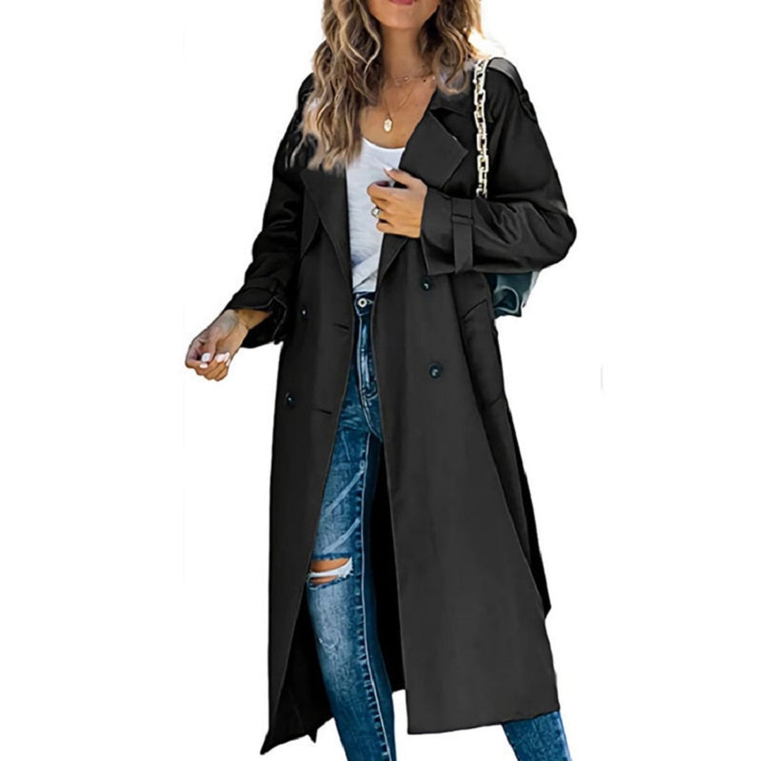 Women's Double-Breasted Belted Long Trench Coat