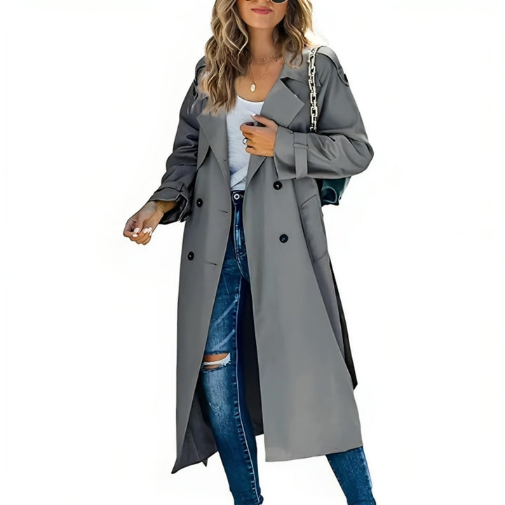Women's Double-Breasted Belted Long Trench Coat