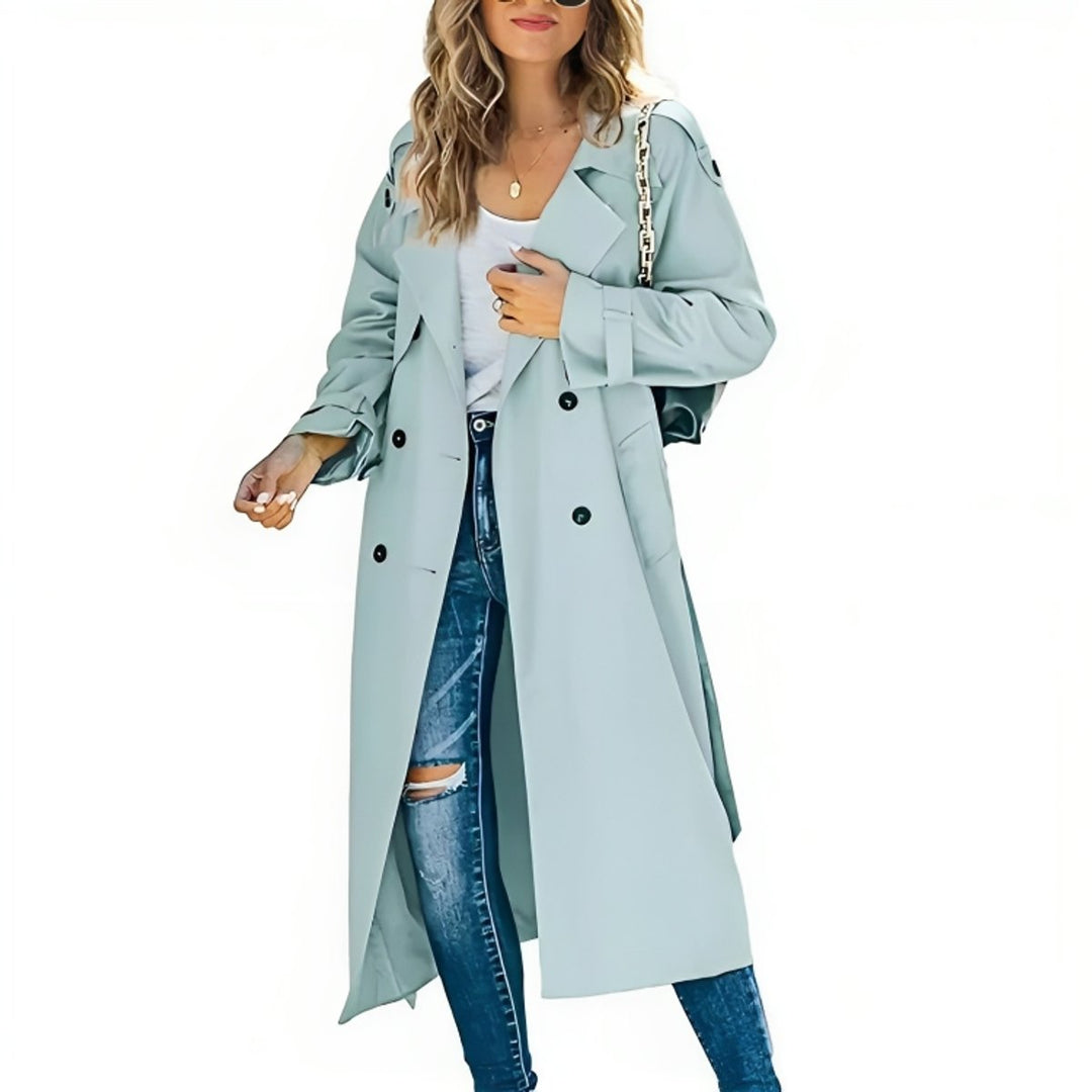 Women's Double-Breasted Belted Long Trench Coat
