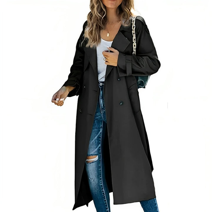 Women's Double-Breasted Belted Long Trench Coat