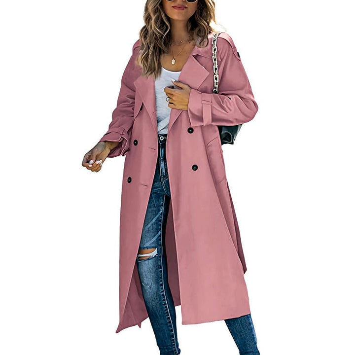 Women's Double-Breasted Belted Long Trench Coat
