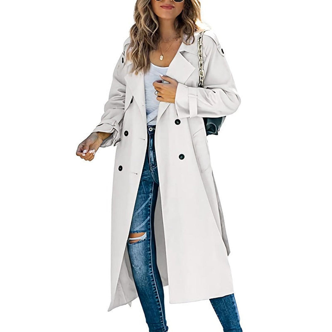 Women's Double-Breasted Belted Long Trench Coat