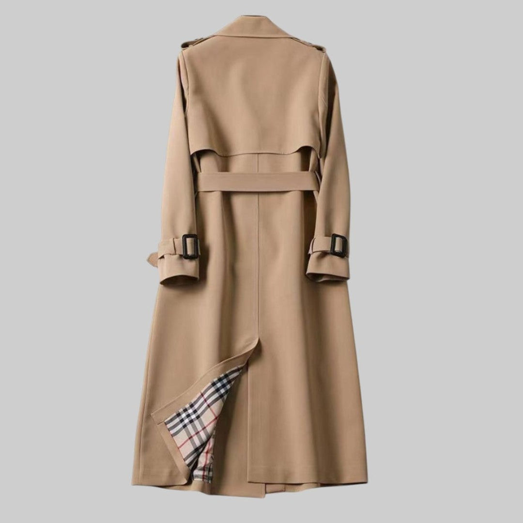 Women's Double-Breasted Belted Longline Trench Coat