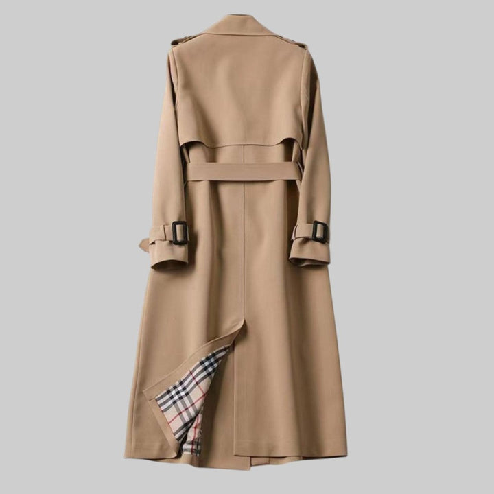 Women's Double-Breasted Belted Longline Trench Coat