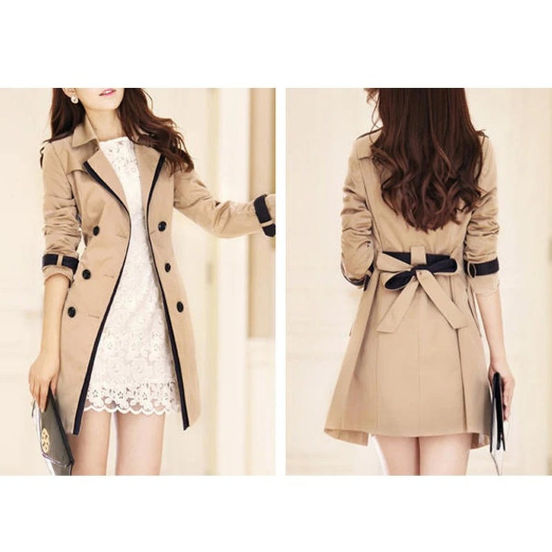 Women's Double-Breasted Belted Mid-Length Trench Coat