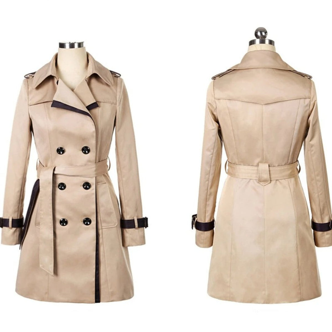 Women's Double-Breasted Belted Mid-Length Trench Coat