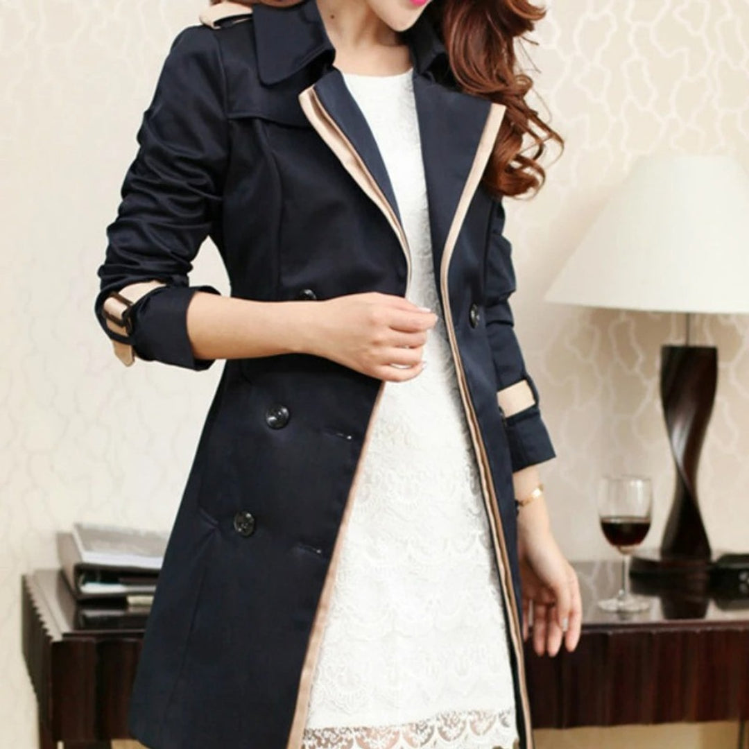 Women's Double-Breasted Belted Mid-Length Trench Coat