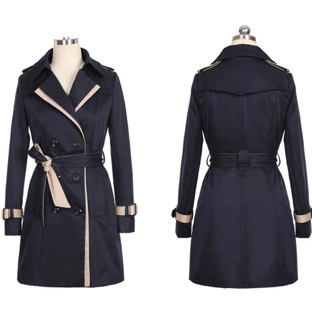 Women's Double-Breasted Belted Mid-Length Trench Coat