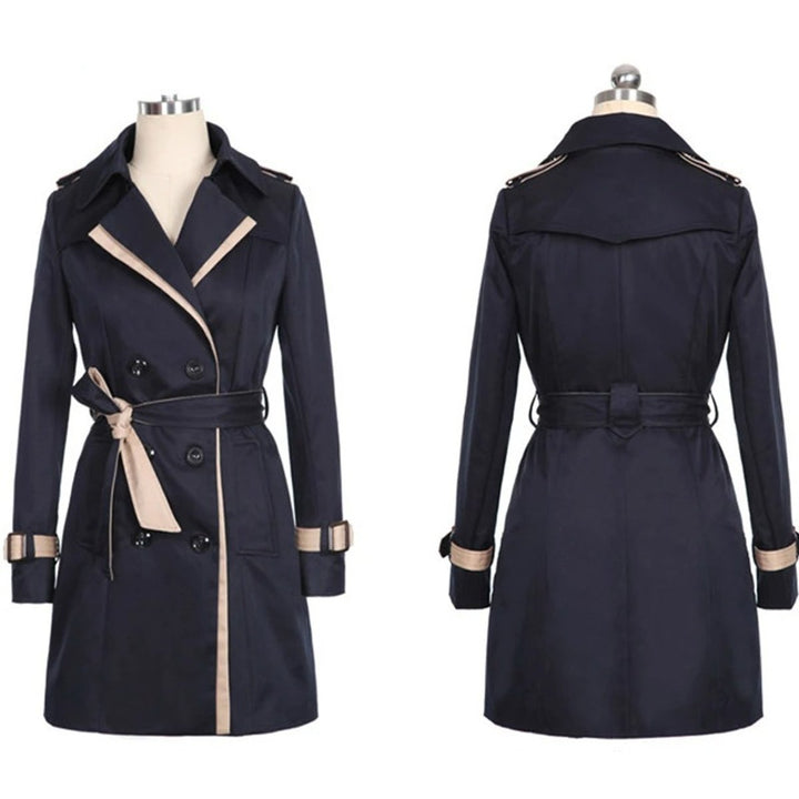 Women's Double-Breasted Belted Mid-Length Trench Coat