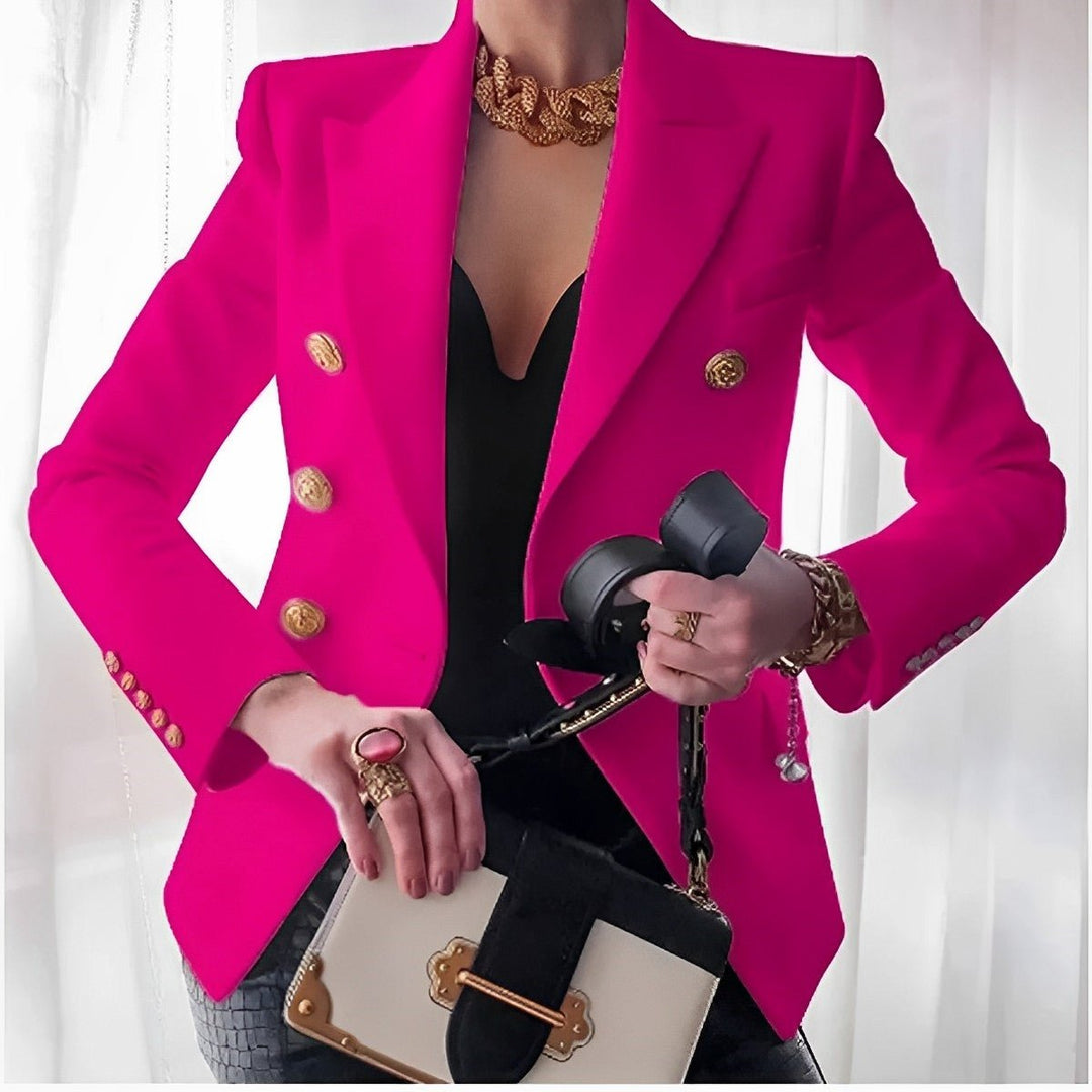 Women's Double-Breasted Gold-Button Tailored Blazer
