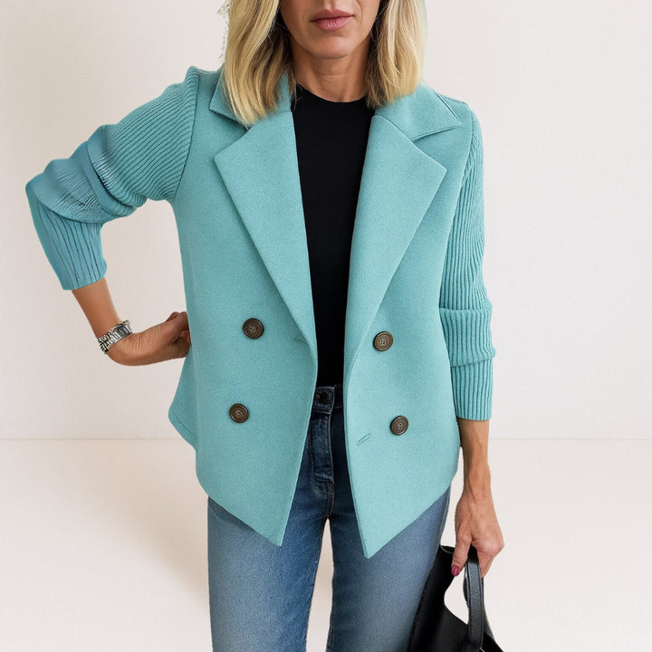 Women's Double-Breasted Knit-Sleeve Wool-Blend Blazer Vest