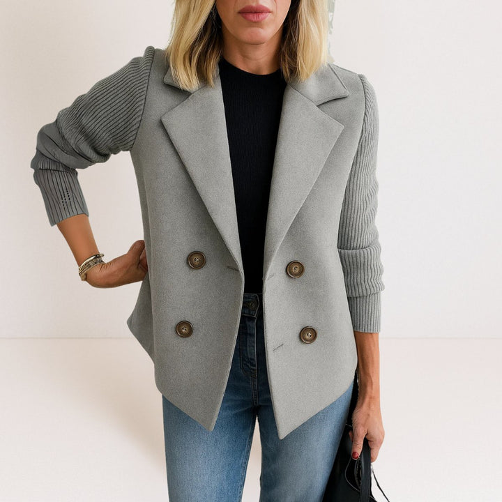Women's Double-Breasted Knit-Sleeve Wool-Blend Blazer Vest