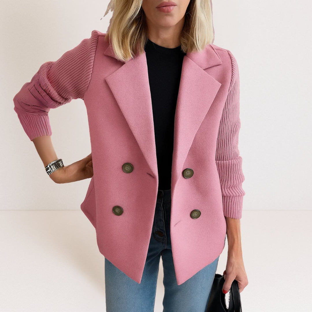 Women's Double-Breasted Knit-Sleeve Wool-Blend Blazer Vest