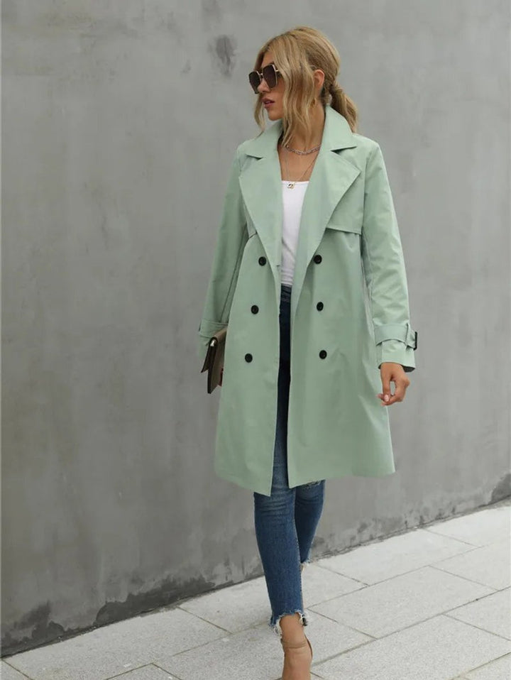 Women's Double-Breasted Lapel Trench Coat Relaxed Fit