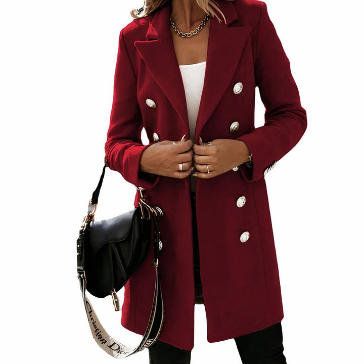 Women's Double-Breasted Long Wool-Blend Trench Coat