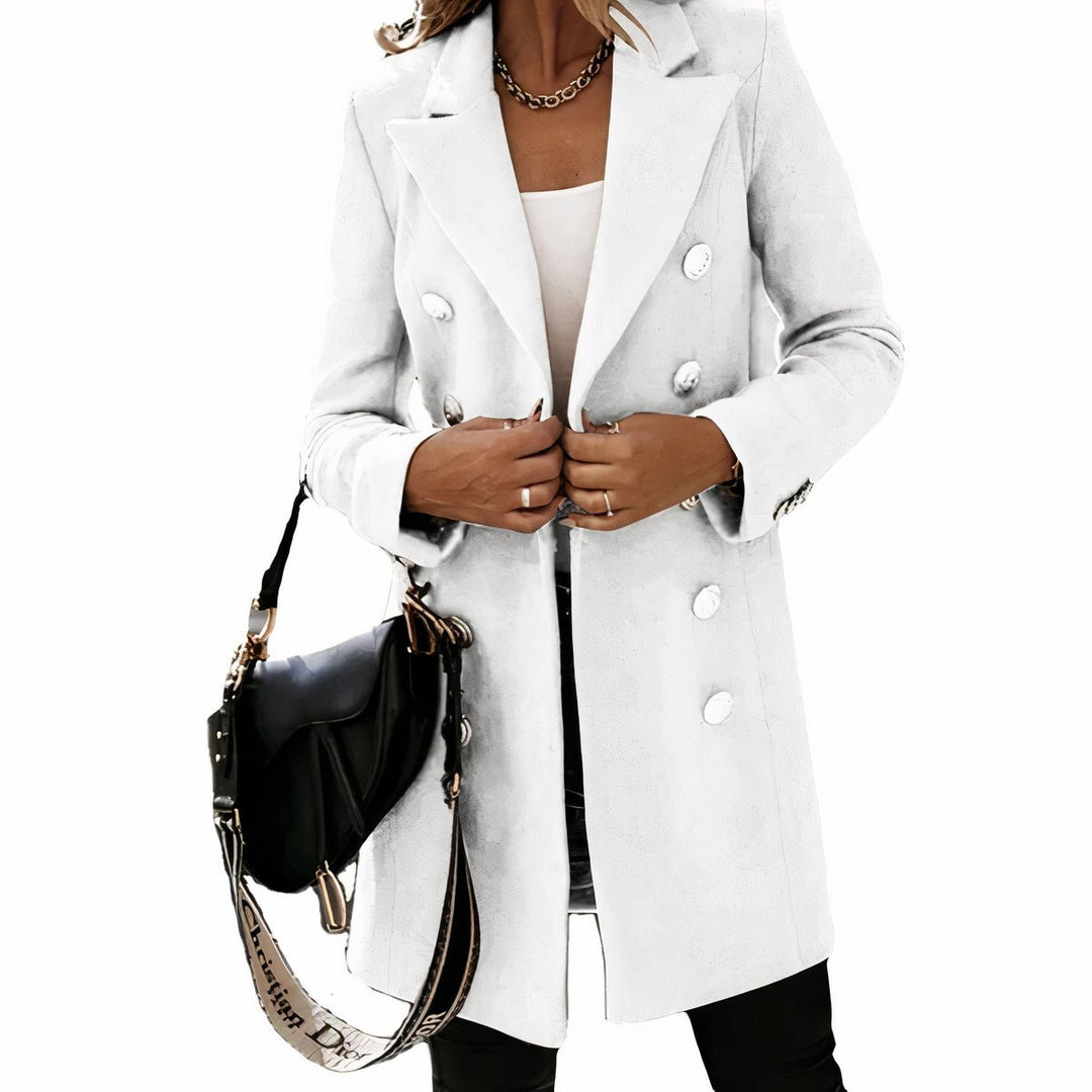 Women's Double-Breasted Long Wool-Blend Trench Coat