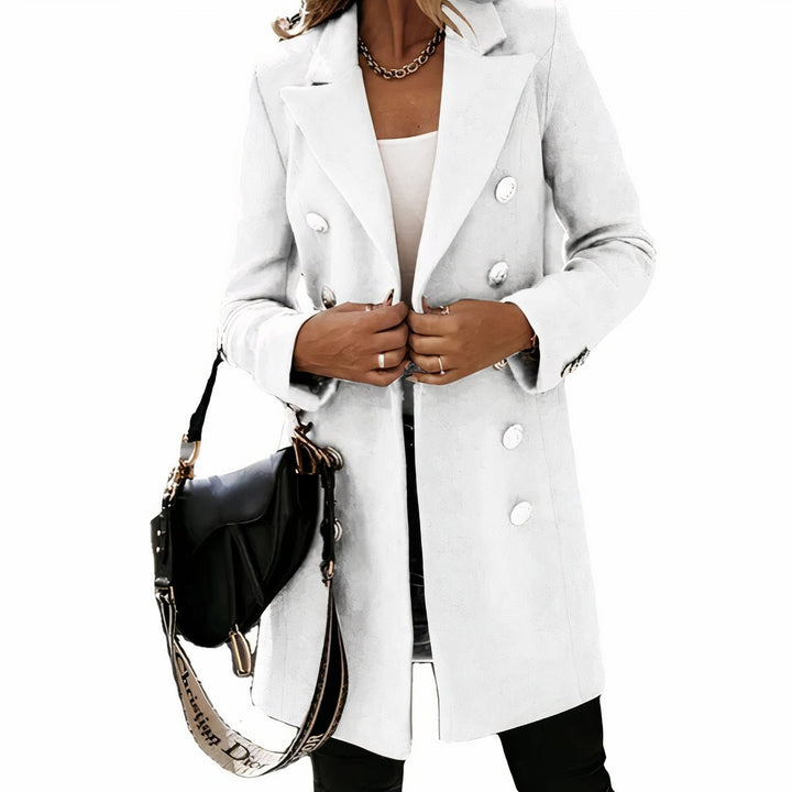 Women's Double-Breasted Long Wool-Blend Trench Coat