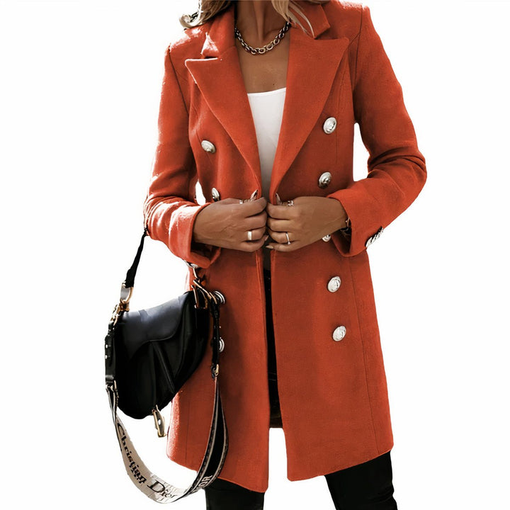 Women's Double-Breasted Long Wool-Blend Trench Coat