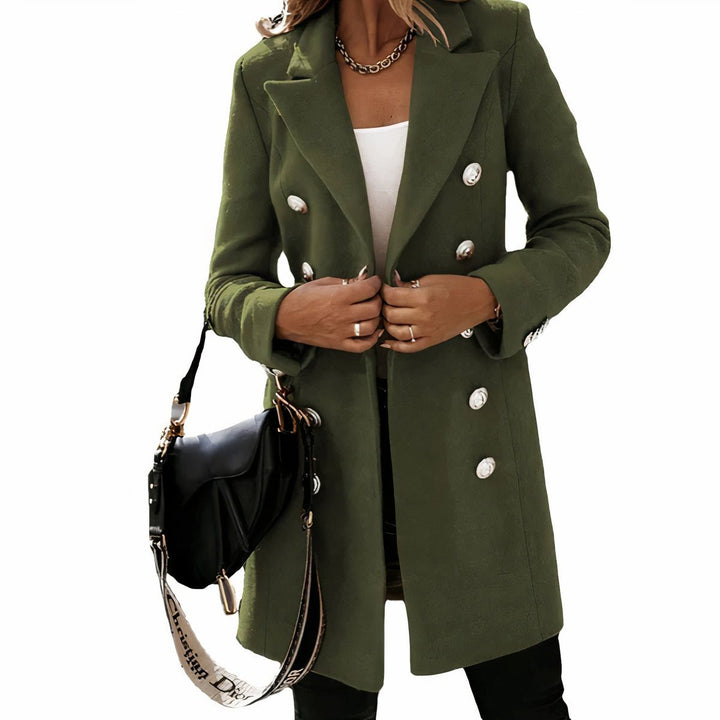 Women's Double-Breasted Long Wool-Blend Trench Coat
