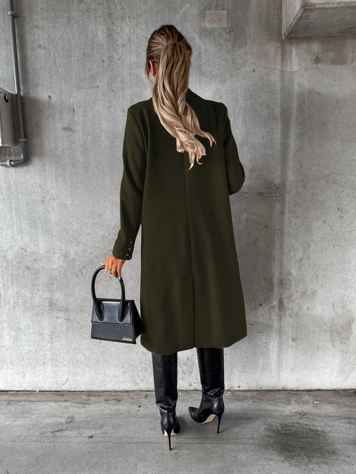 Women's Double-Breasted Longline Notch-Lapel Trench Coat