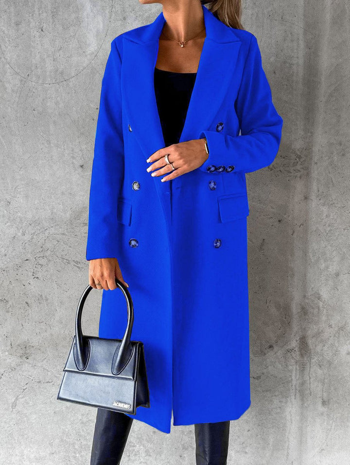 Women's Double-Breasted Longline Notch-Lapel Trench Coat