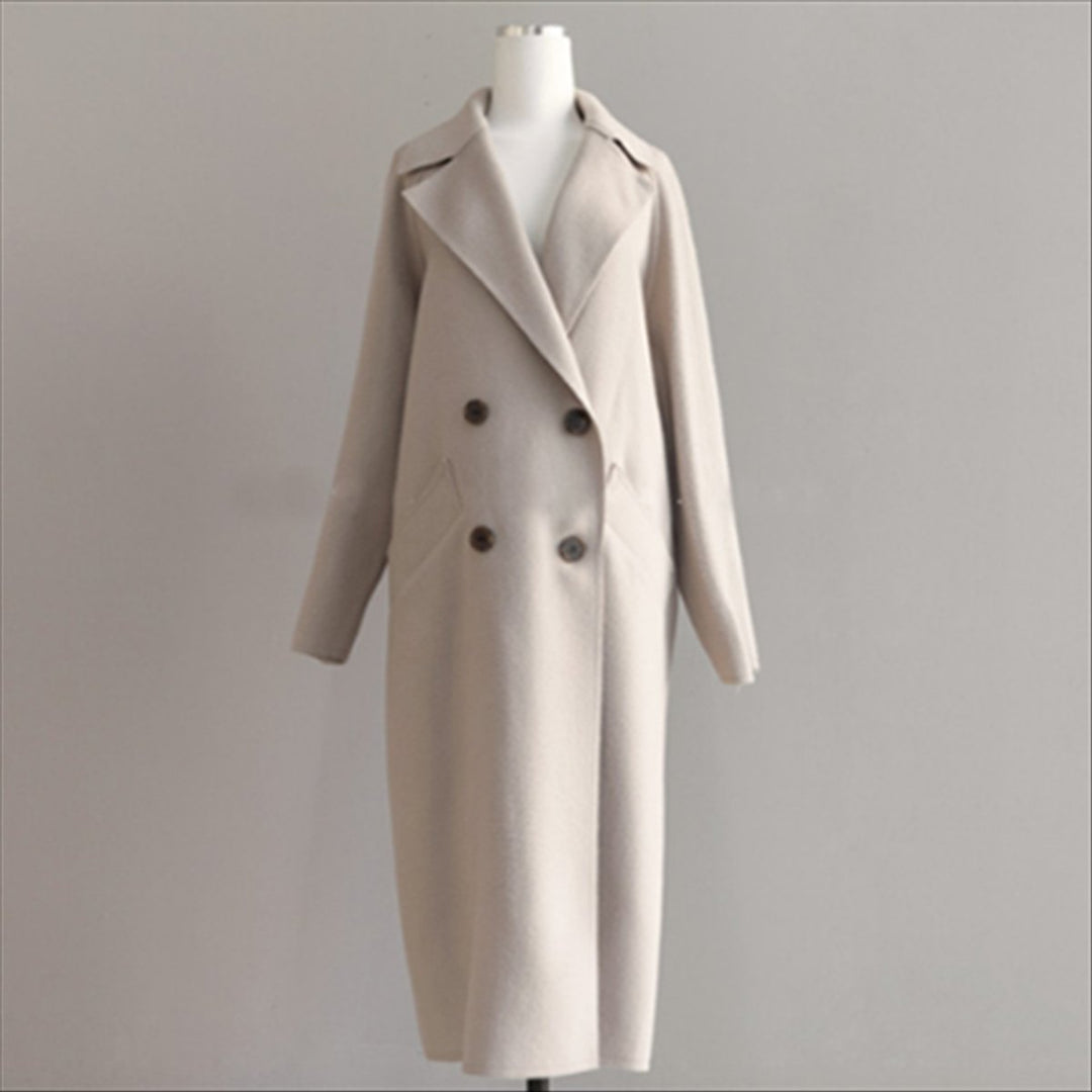 Women's Double-Breasted Longline Wool-Blend Trench Coat