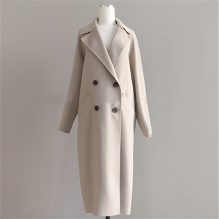 Women's Double-Breasted Longline Wool-Blend Trench Coat