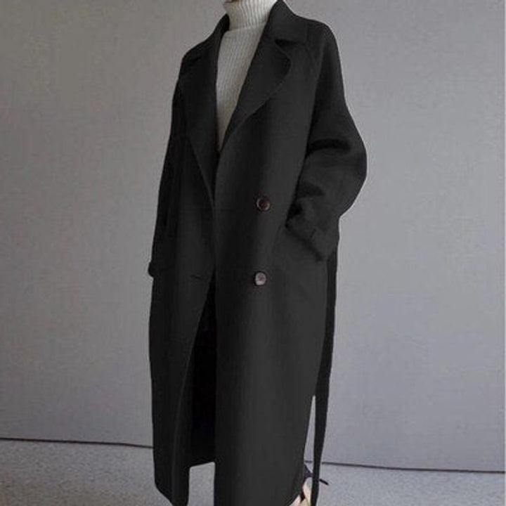Women's Double-Breasted Longline Wool-Blend Trench Coat