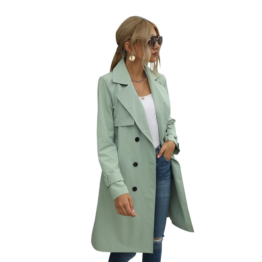 Women's Double-Breasted Midi Belted Trench Coat