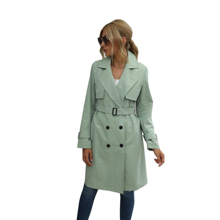 Women's Double-Breasted Midi Belted Trench Coat
