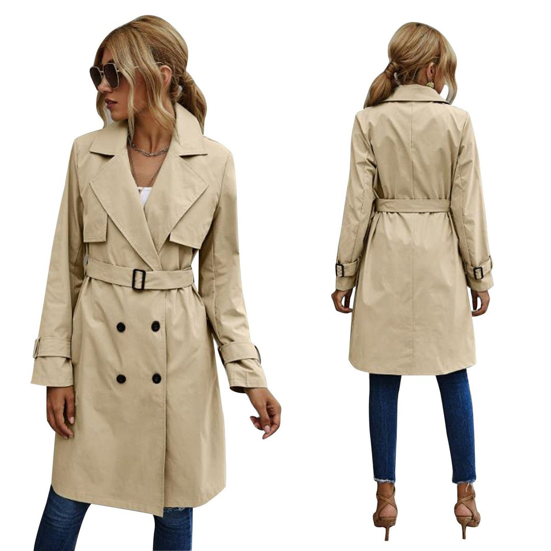Women's Double-Breasted Midi Belted Trench Coat