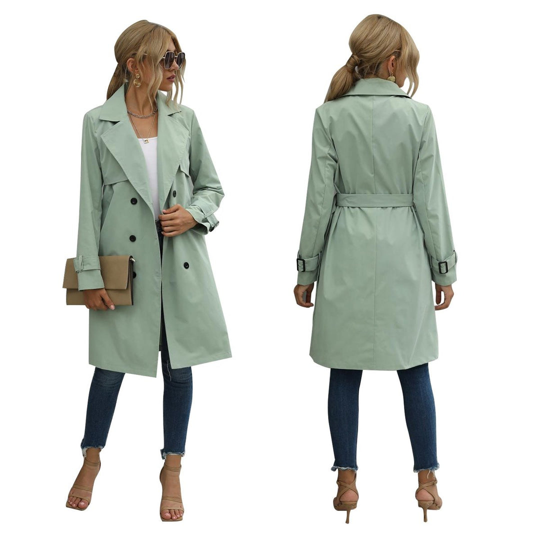 Women's Double-Breasted Midi Belted Trench Coat
