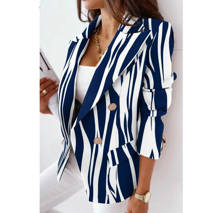 Women's Double-Breasted Notch-Lapel Abstract-Print Blazer