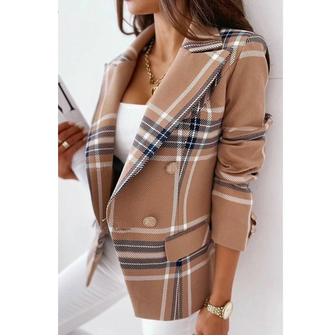 Women's Double-Breasted Notch-Lapel Abstract-Print Blazer