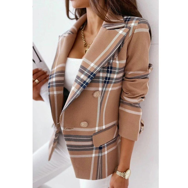 Women's Double-Breasted Notch-Lapel Abstract-Print Blazer
