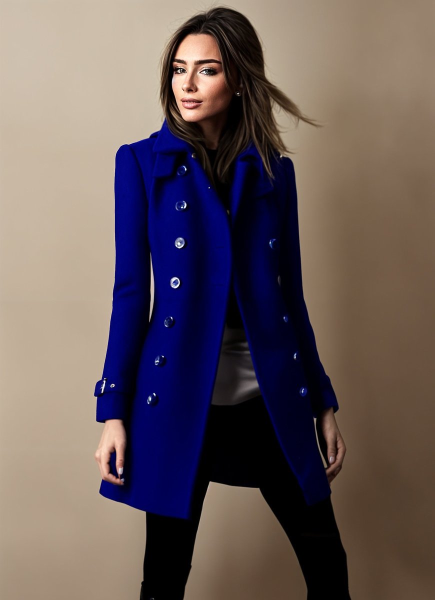 Women's Double-Breasted Tailored Wool-Blend Trench Coat