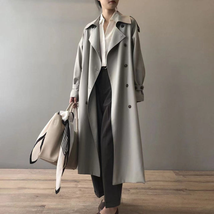 Women's Double-Breasted Water-Repellent Longline Trench Coat