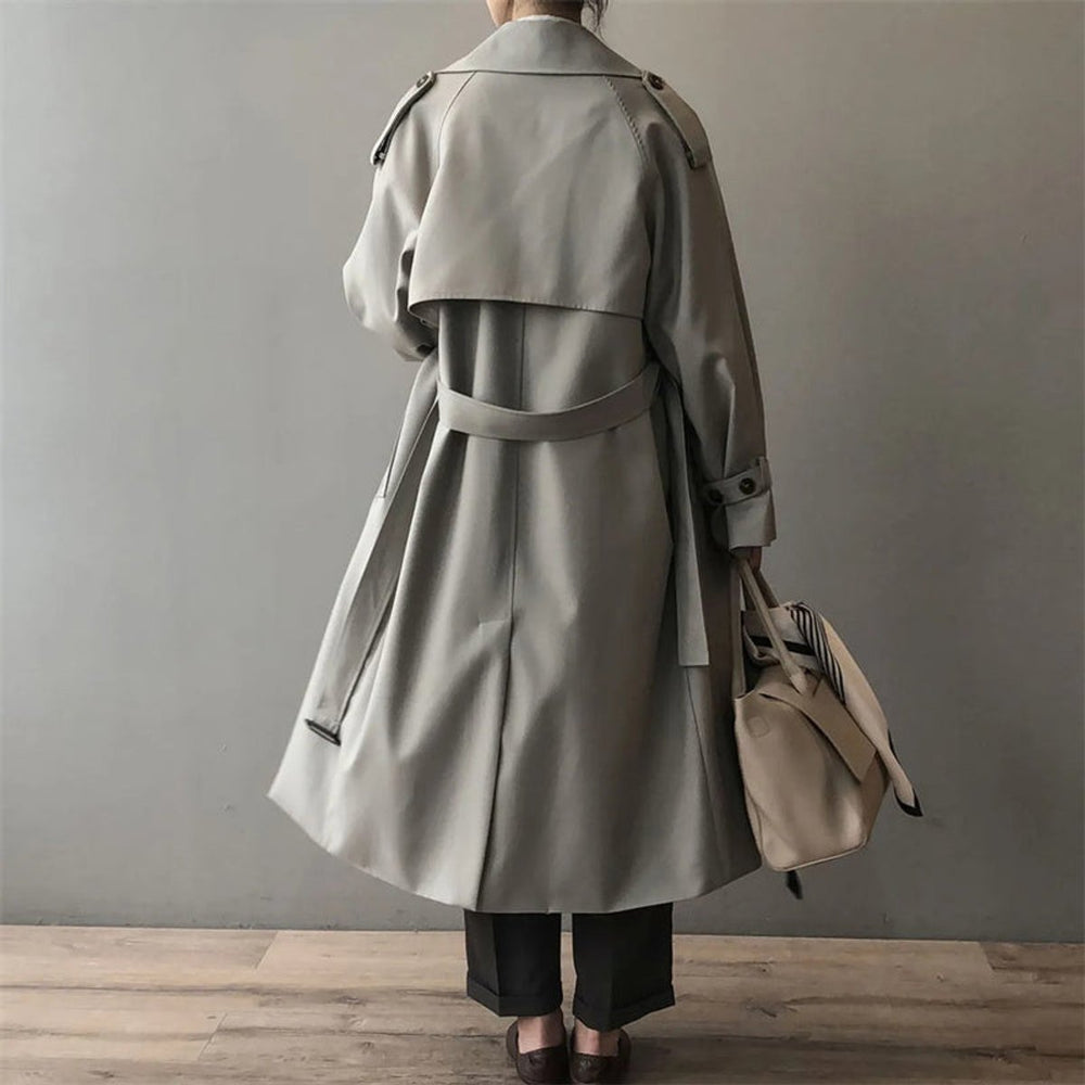 Women's Double-Breasted Water-Repellent Longline Trench Coat